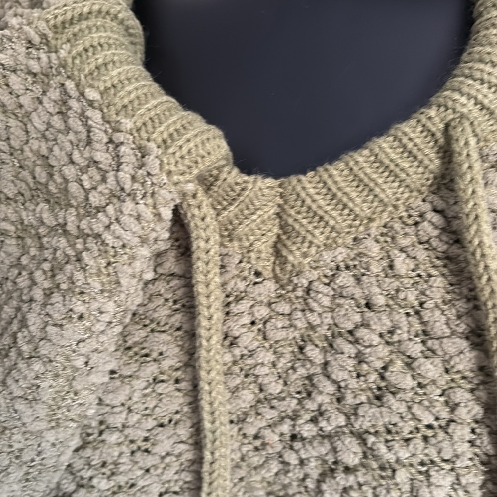 Soft Popcorn Knit Oversized Hoodie-Olive Green - Picture 6 of 10